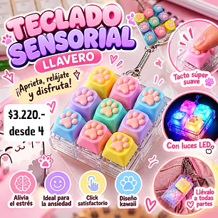 TECLADO SENSORIAL GATITO CON LLAVERO (4UNID)