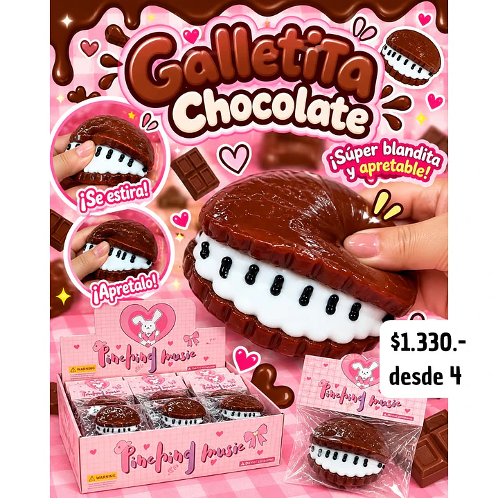 SQUISHY DE GALLETA DE CHOCOLATE (4UNID) 1