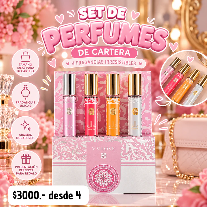 SET DE PERFUMES DE CARTERA ESTILO ARABE MUJER (4UNID) 1