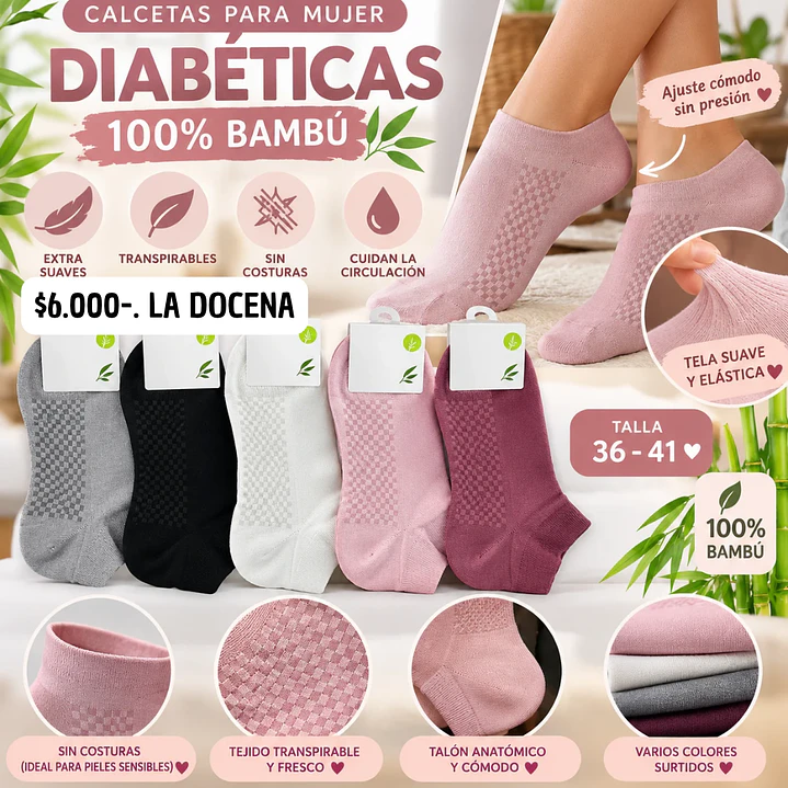 CALCETA BAMBU DIABETICOS MUJER (DOCENA) 1