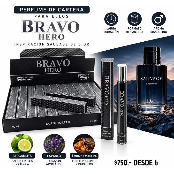 PERFUME CARTERA ESTILO DIOR HOMBRE (6UNID) 1