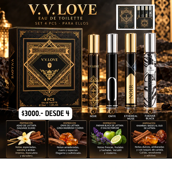 SET DE PERFUME CARTERA ESTILO ARABE HOMBRE (4UNID) 1