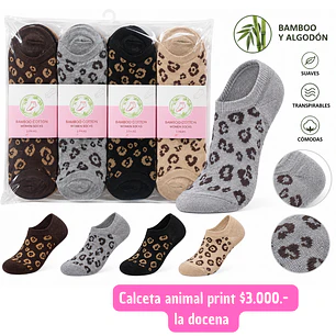 CALCETA ANIMAL PRINT DE MUJER (DOCENA)