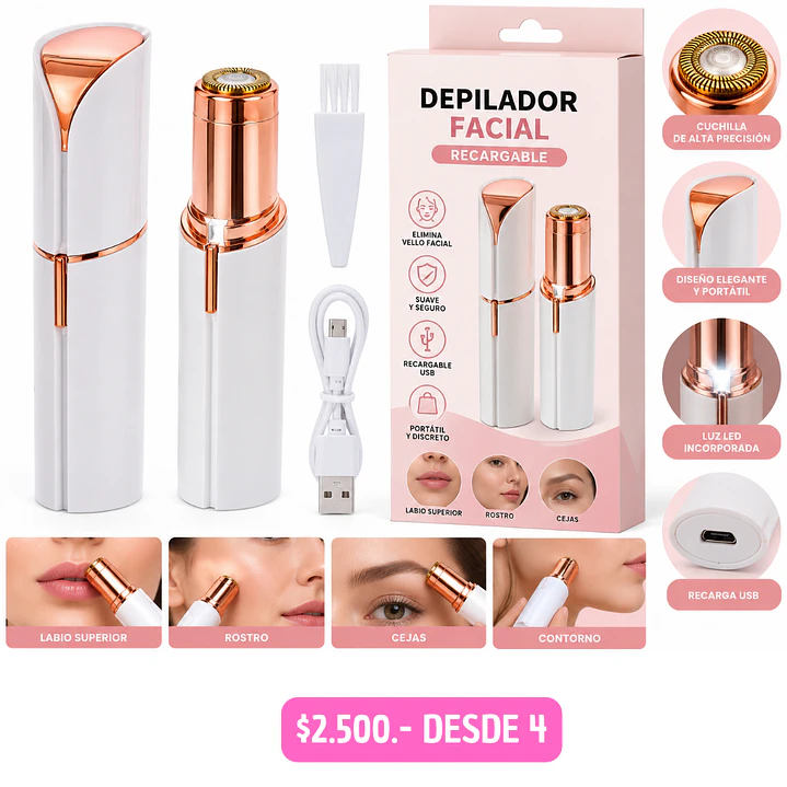 DEPILADOR FACIAL RECARGABLE USB (4UNID) 1