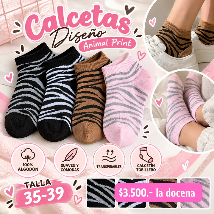 CALCETA ANIMAL PRINT COD. 566 (DOCENA) 2