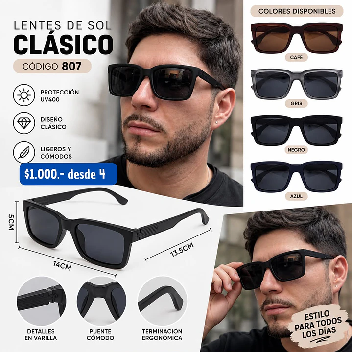 LENTES DE SOL HOMBRE COD.807 (4UNID) 1