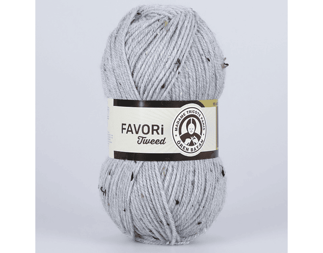 FAVORI TWEED 007B gris claro con pintas negras blancas y beiges