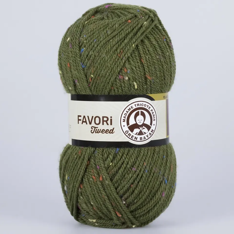 FAVORI TWEED 077A verde oliva con pintas colores 1