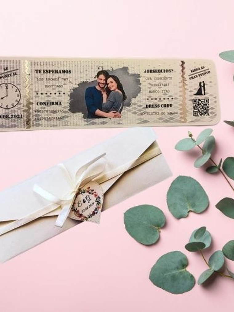 INVITACIÓN DE MATRIMONIO TICKET DE EVENTO 1