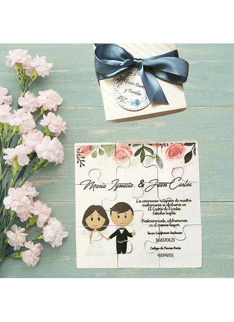 INVITACIÓN DE MATRIMONIO ROMPECABEZAS MILA CLÁSICO