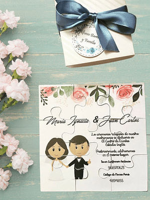 INVITACIÓN DE MATRIMONIO ROMPECABEZAS MILA CLÁSICO