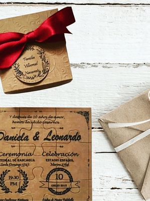 INVITACIÓN ROMPECABEZAS MILA RÚSTICO