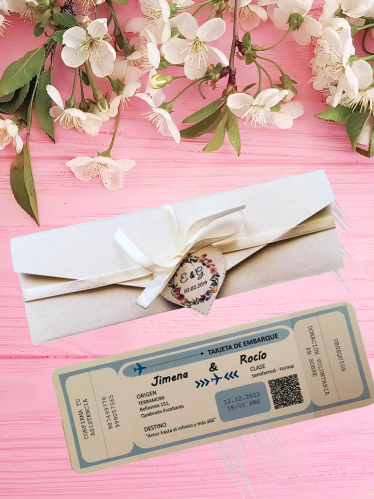 INVITACIÓN DE MATRIMONIO TICKET DE EMBARQUE 1