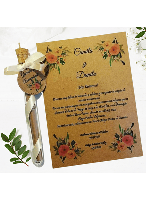 INVITACIÓN PERGAMINO ROSAS