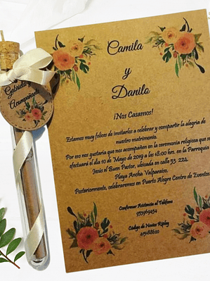 INVITACIÓN PERGAMINO ROSAS