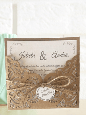 INVITACIÓN TROQUELADA ANASTACIA RÚSTICA