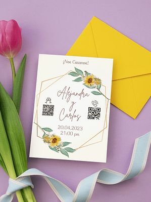 INVITACIÓN TARJETÓN + SOBRE GIRASOLES