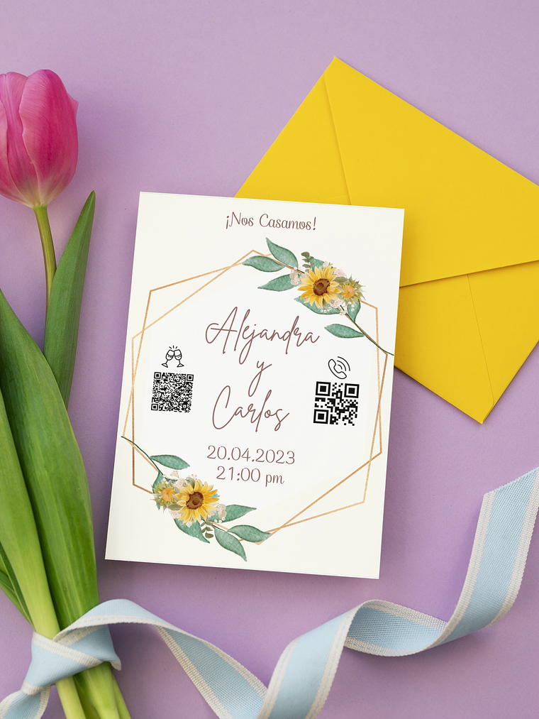 INVITACIÓN TARJETÓN + SOBRE GIRASOLES 1