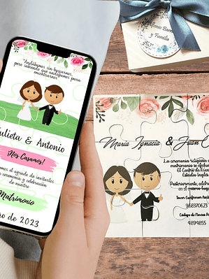 PACK INVITACIÓN ROMPECABEZAS MILA + INVITACIÓN INTERACTIVA DIGITAL