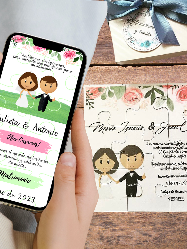 PACK INVITACIÓN ROMPECABEZAS MILA + INVITACIÓN INTERACTIVA DIGITAL 1