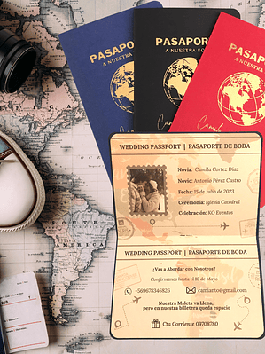 INVITACIÓN DE MATRIMONIO PASAPORTE