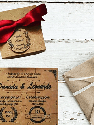 INVITACIÓN ROMPECABEZAS RÚSTICO