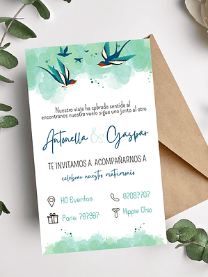 INVITACIÓN TARJETÓN + SOBRE VUELO