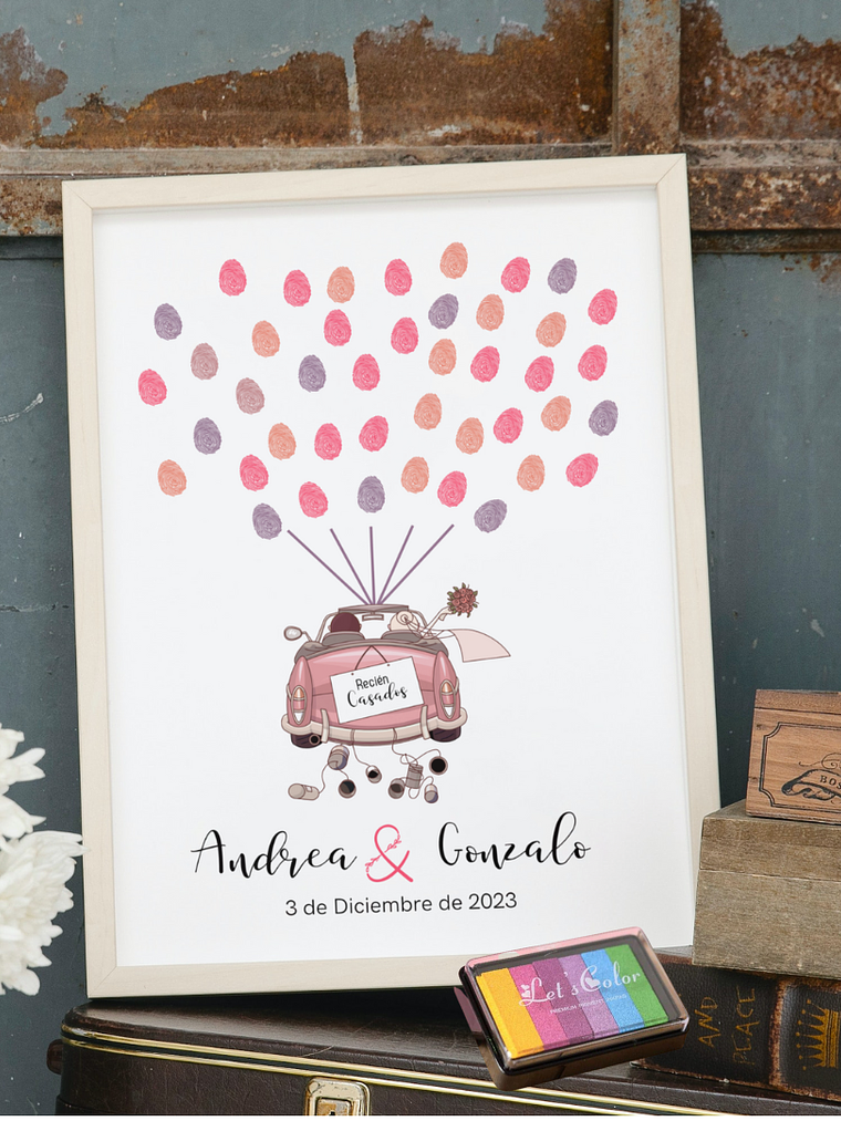 CUADRO DE HUELLAS 30X40 CM RECIÉN CASADOS 1