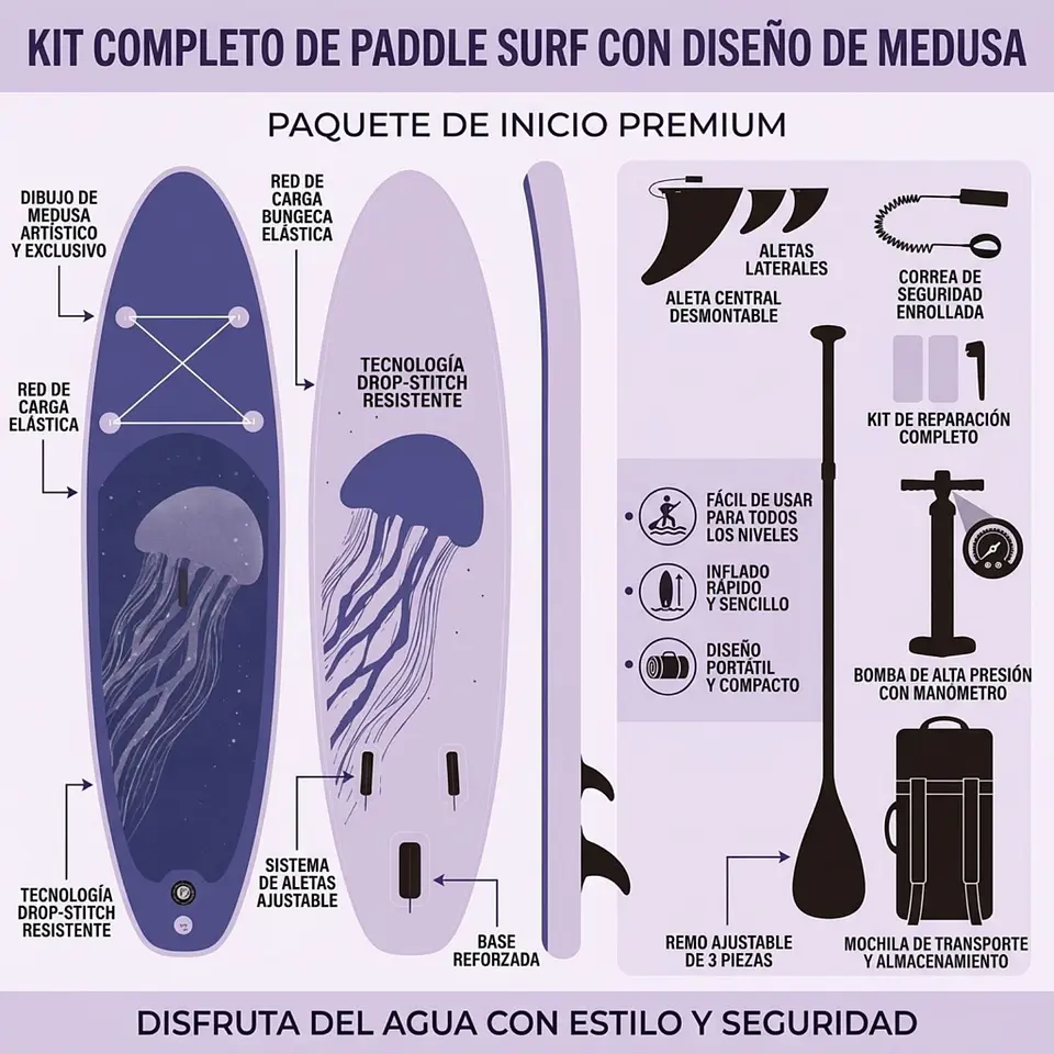 Tabla Paddle Surf Inflable LANME 320CMX83CM 7