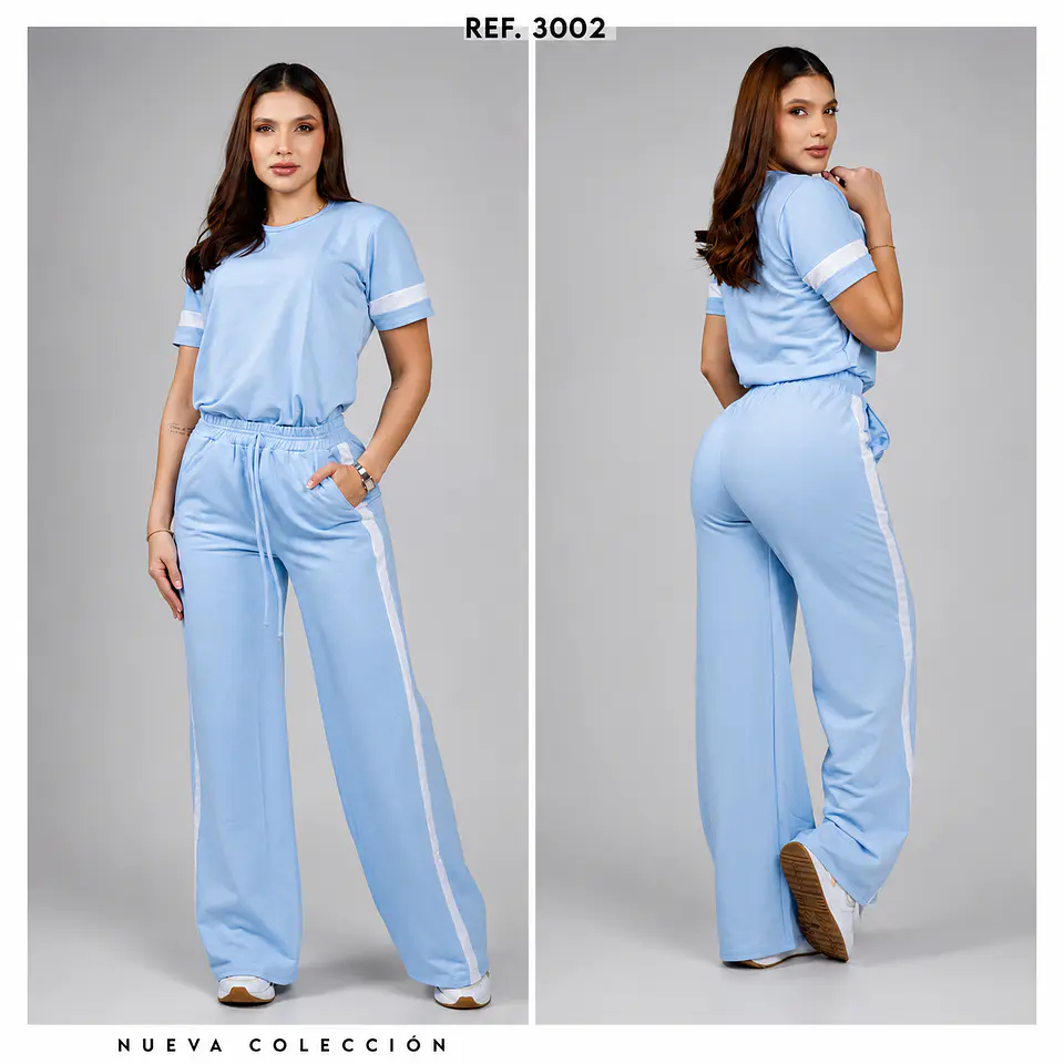 🩵 Conjunto Deportivo Celeste Ref. 3002 1