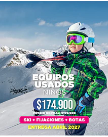 SKI, FIJACION Y BOTA USADO NIÑO (ENTREGA ABRIL 2027)