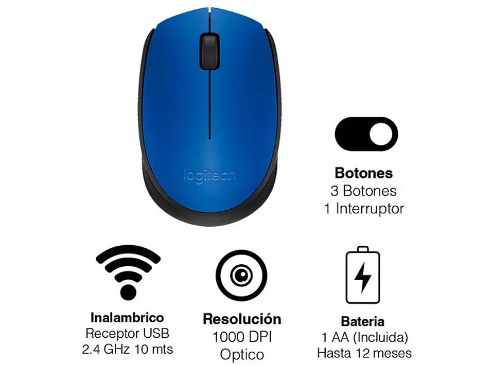 MOUSE INALAMBRICO LOGITECH M170 AZUL 3