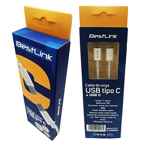 CABLE USB-C A USB-C 1M CARGA RÁPIDA 3A BESTLINK