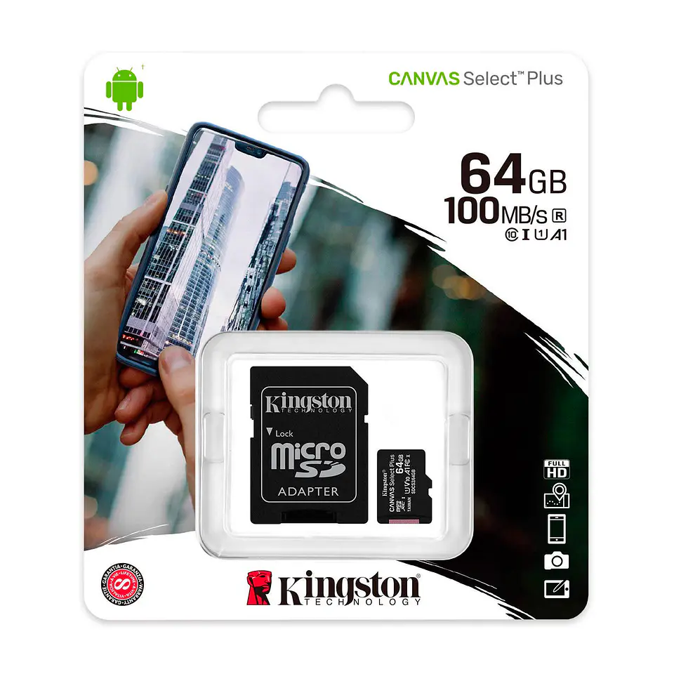 Memoria MicroSD Kingston 100Mb/s Clase 10 Canvas 3