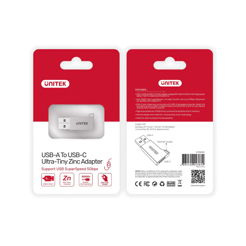 Adaptador USB a macho 3.1 Usb c hembra unitek 1