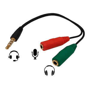 Cable De Audio 3.5mm Macho A Micrófono Y Audifono Hembra 0.1mts