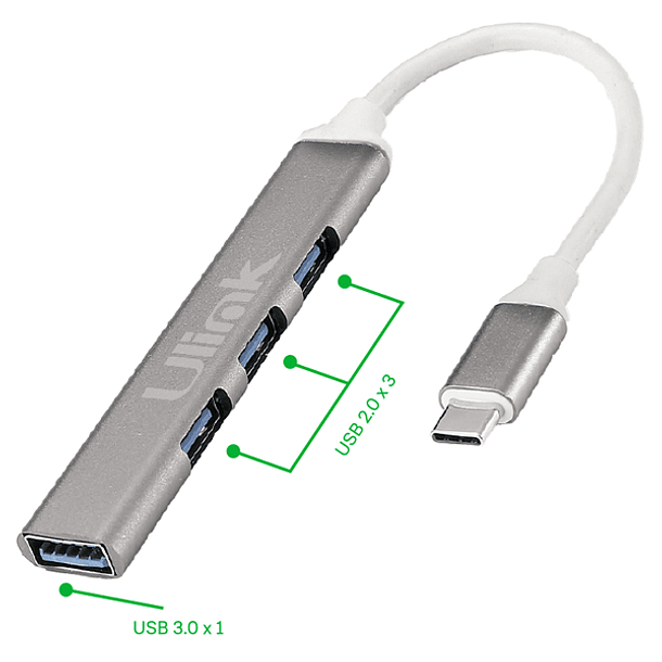 Adaptador HUB USB C de 4 Puertos USB /UL-HUBC400 2