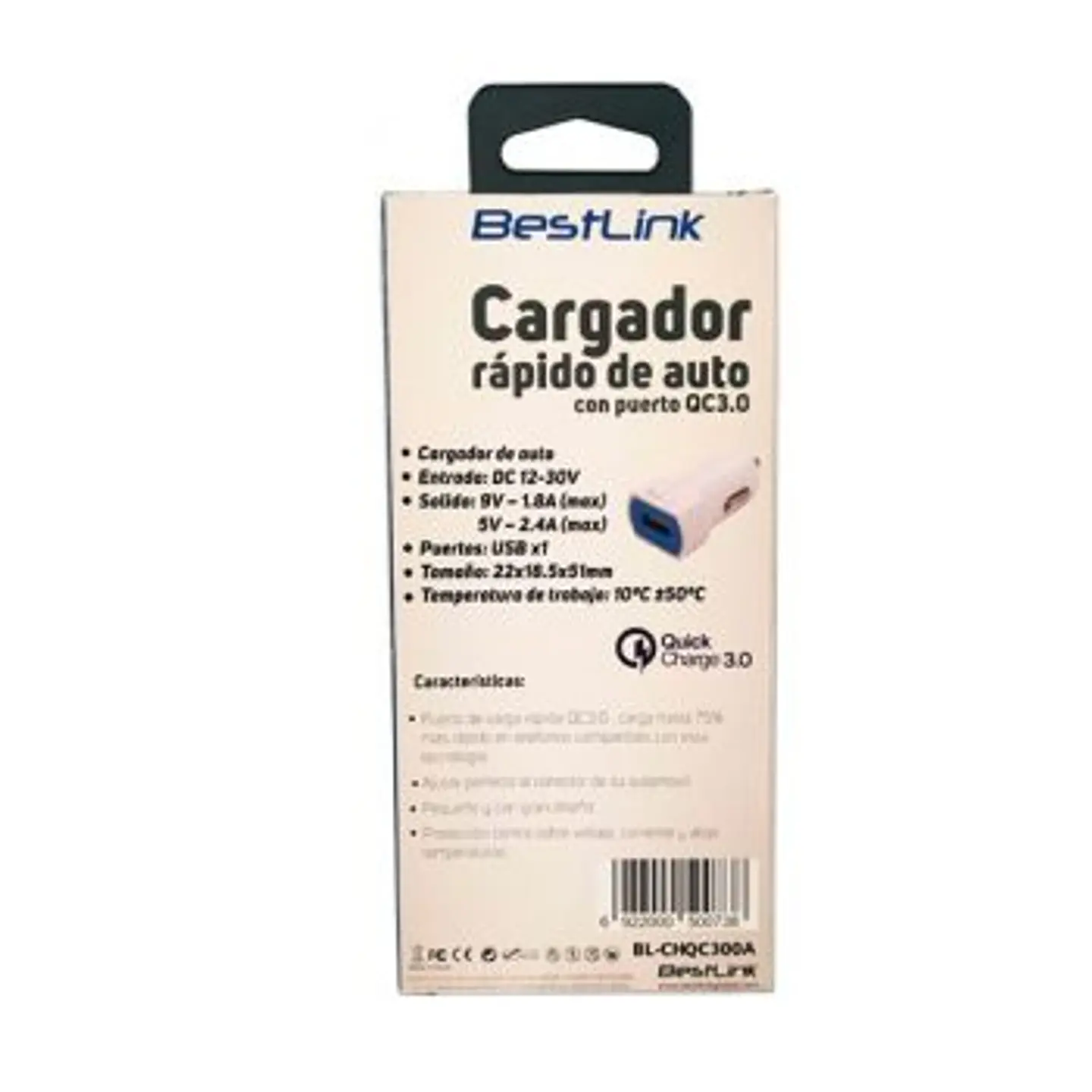 Cargador de auto un puerto USB de carga rápida QC3.0 / BL-CHQC300A 4
