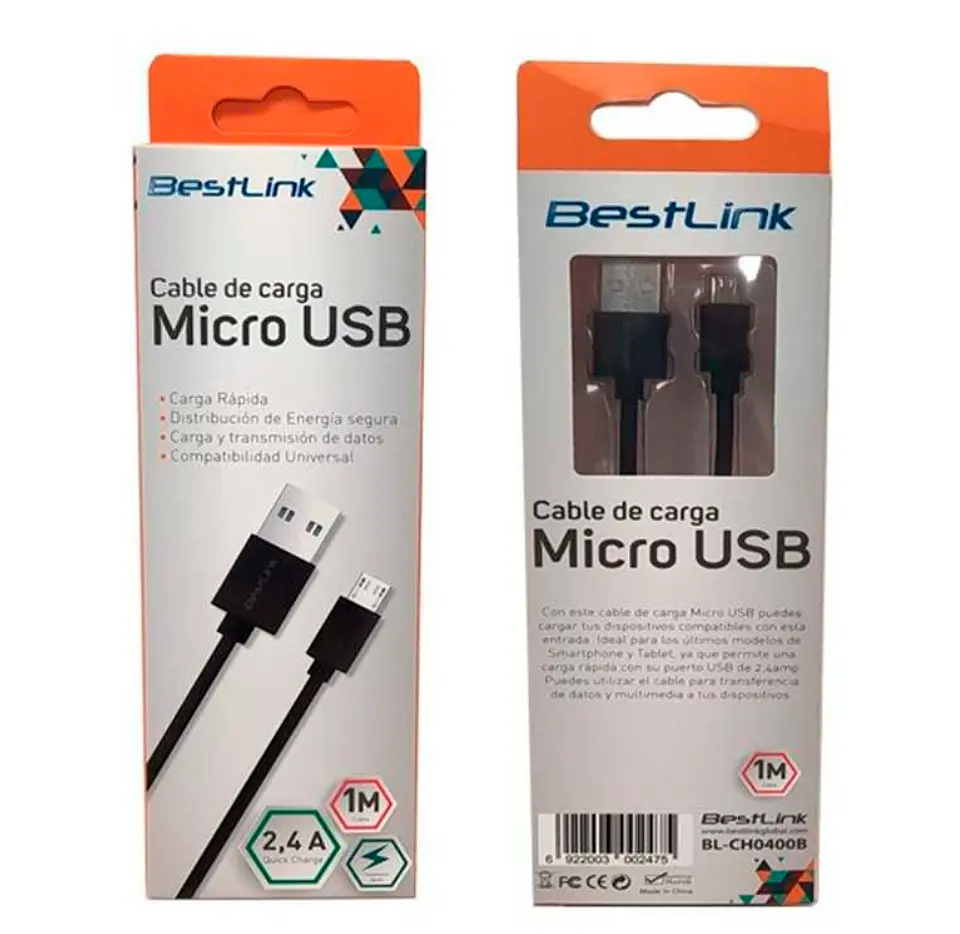 Cable micro USB V8 NEGRO 2