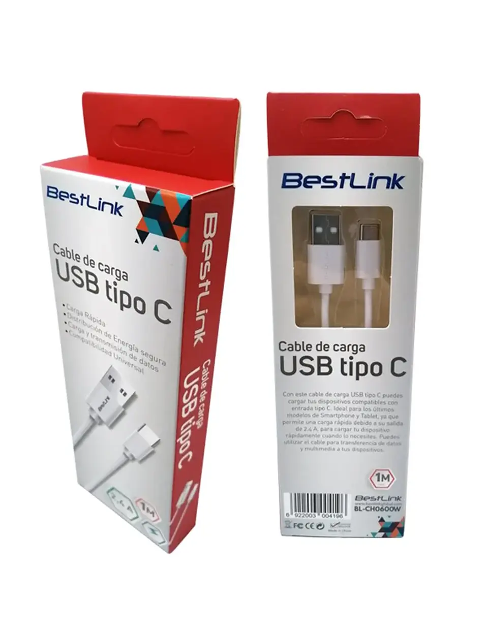 Cable USB Tipo C 2.4A BLANCO 2