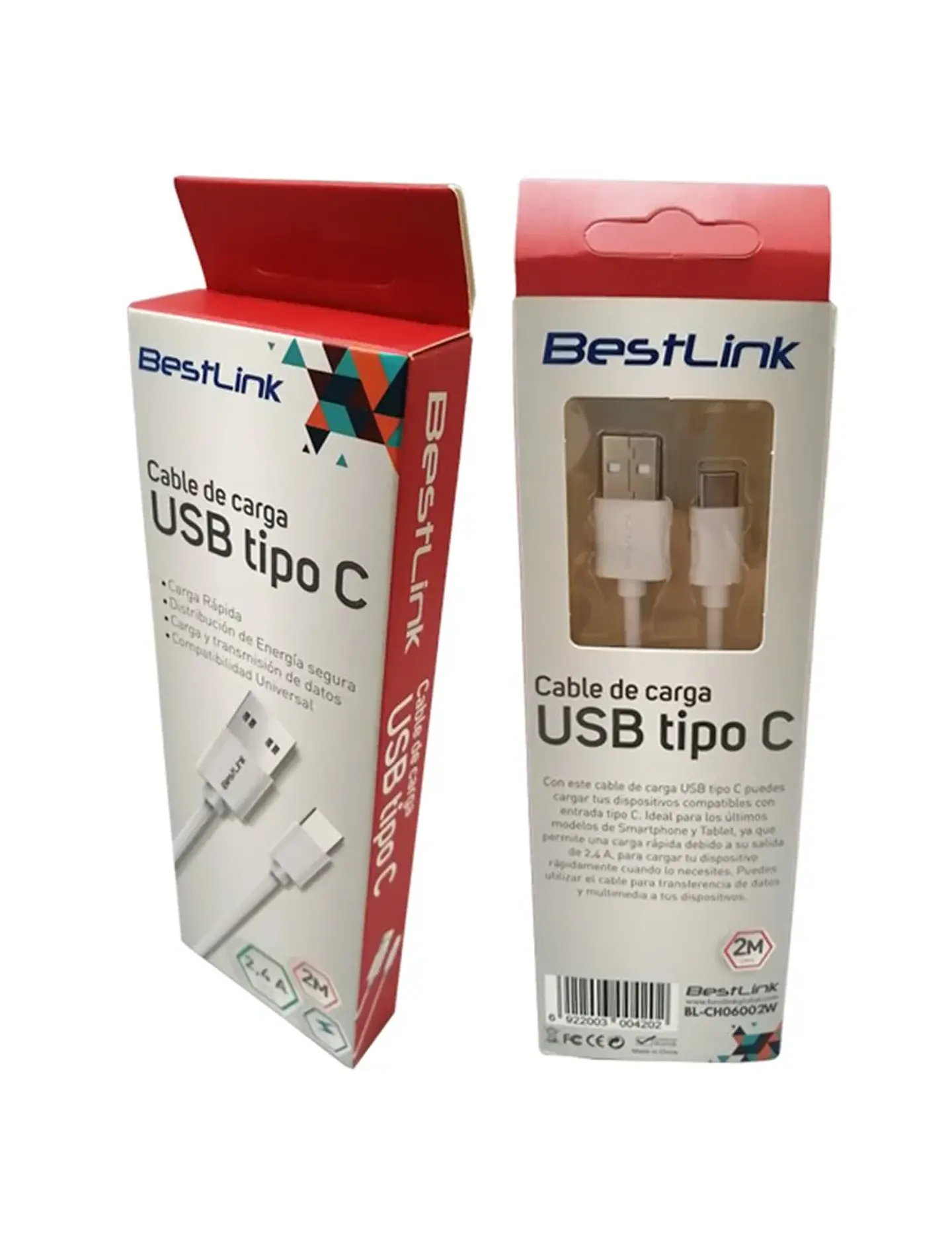 Cable USB Tipo C 2.4A BLANCO 3