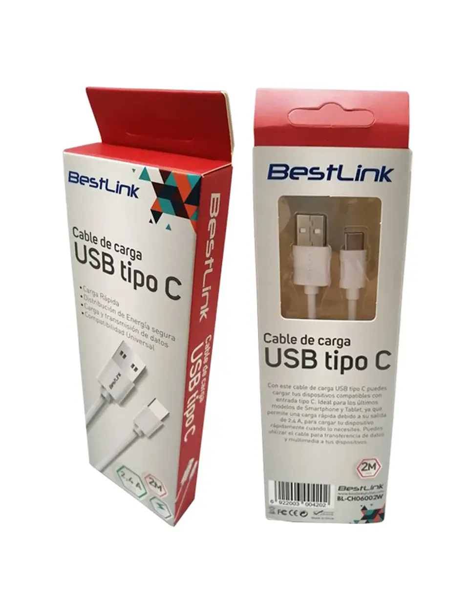 Cable USB Tipo C 2.4A BLANCO 3