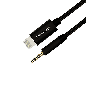 Cable de audio lightning a 3,5mm reforzado puntas doradas 1 metro / Mod. BL-CBA030AL