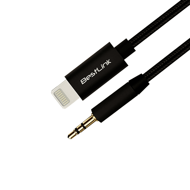 Cable de audio lightning a 3,5mm reforzado puntas doradas 1 metro / Mod. BL-CBA030AL 1