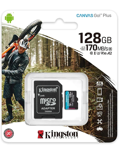 Tarjeta microSDXC Kingston Canvas Go Plus de 128 GB 170MB/s