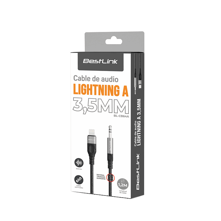 Cable De Audio 3,5mm a lightning de 1,2 mt 2