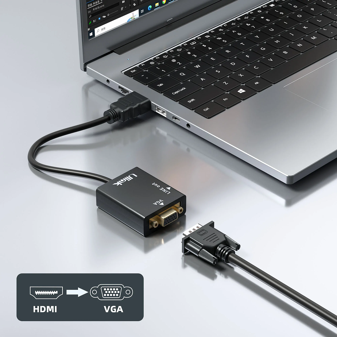 Adaptador de HDMI a VGA + Audio 4