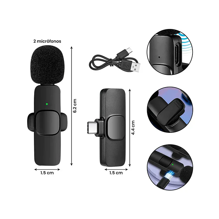 Micrófono inalámbrico K9 Doble USB Tipo C 2
