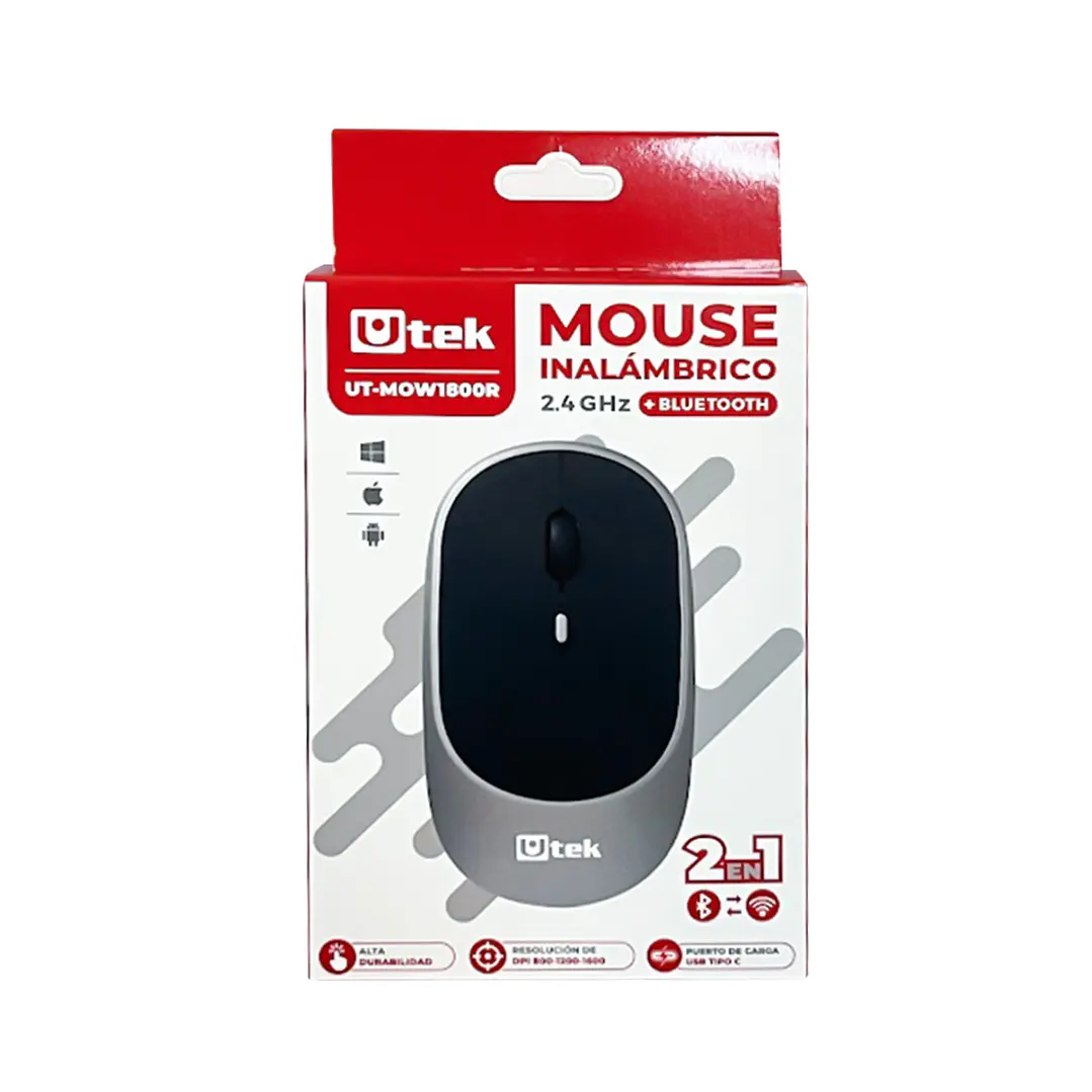 Mouse Inalámbrico Bluetooth + 2.4GHz Recargable /UT-MOW1800R 3