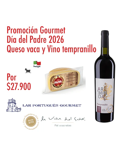 DIA DEL PADRE 2026 #2, 1 Queso de Vaca Transmontano Madurado Mantecoso 250g y 1 Vino Tempranillo